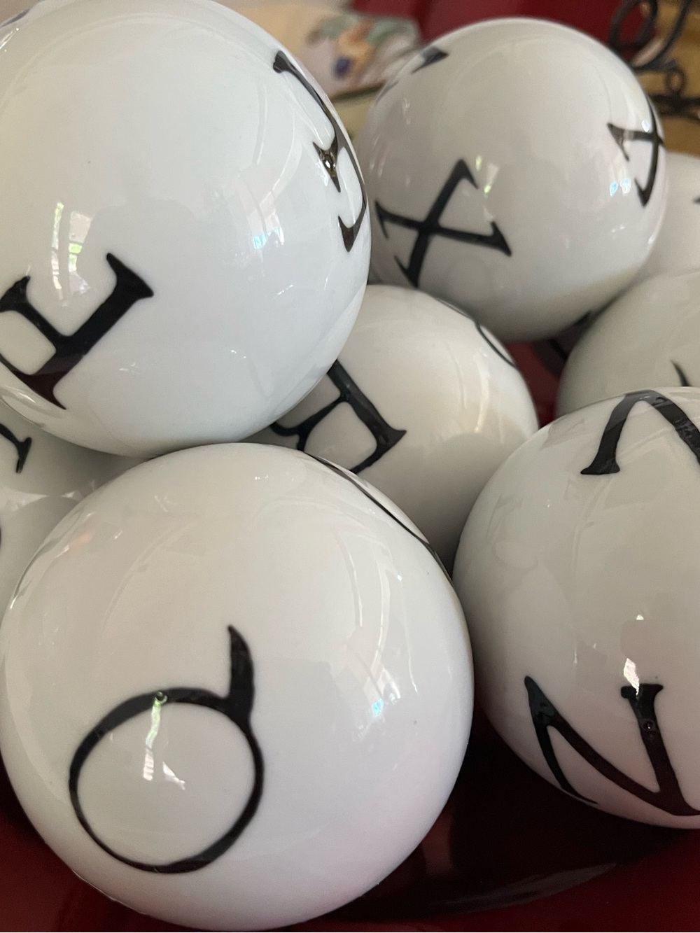 10. Alphabet Ceramic Decorative Spheres - Black on White - Picture 2 of 4